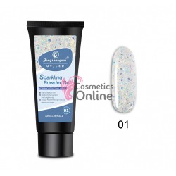 PolyGel UV /LED pentru unghii false FSM Sparkling Powder Gel 30 ML -  SPK01 Alb cu Reflexii